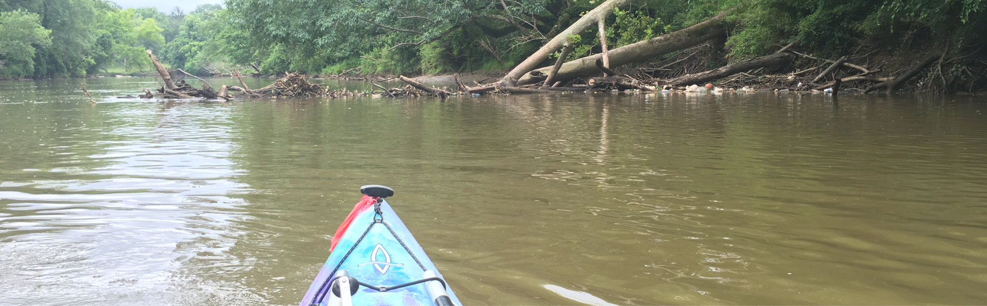 A typical trash strainer. Trash collects here until a big rain or dam release and then flows into the river. 